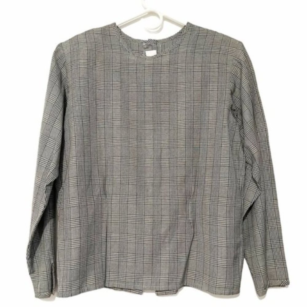 BASCO Black & White Plaid Top NWT